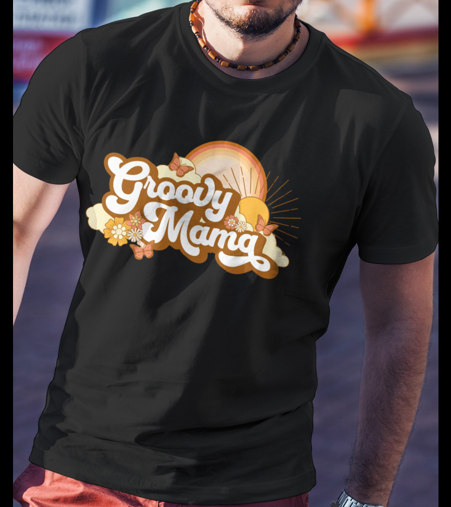 Groovy Mama Retro Sunflower Butterflies T-Shirt