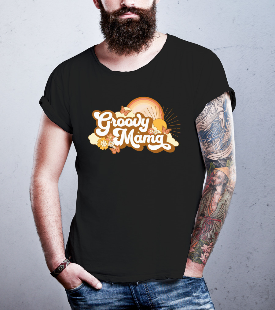 Groovy Mama Retro Sunflower Butterflies T-Shirt