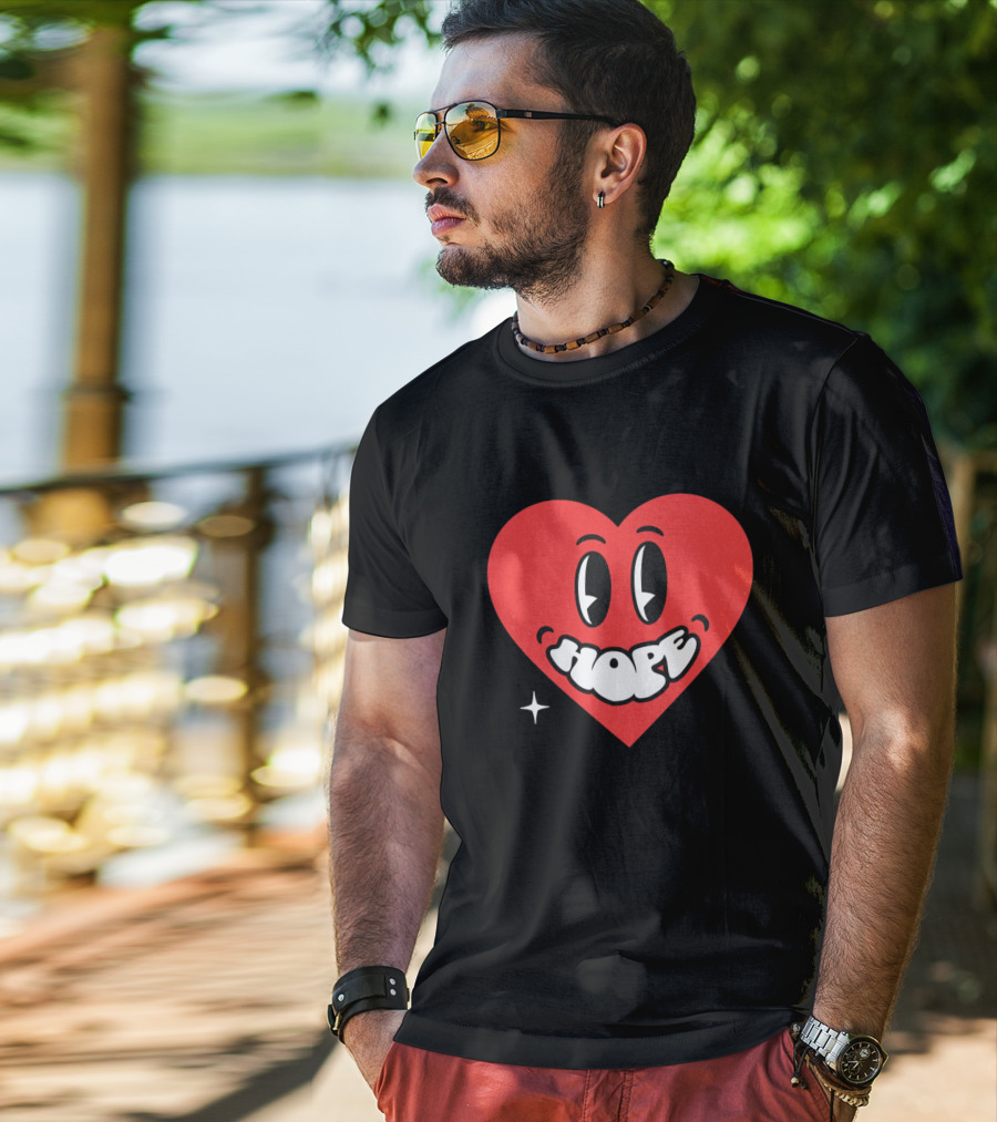 Hope Heart With Cartoon Eyes And Sparkle T-Shirt