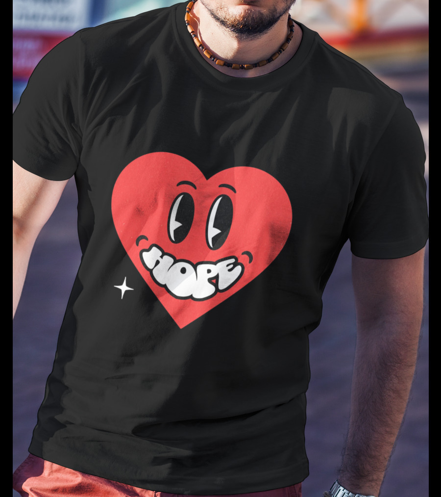Hope Heart With Cartoon Eyes And Sparkle T-Shirt