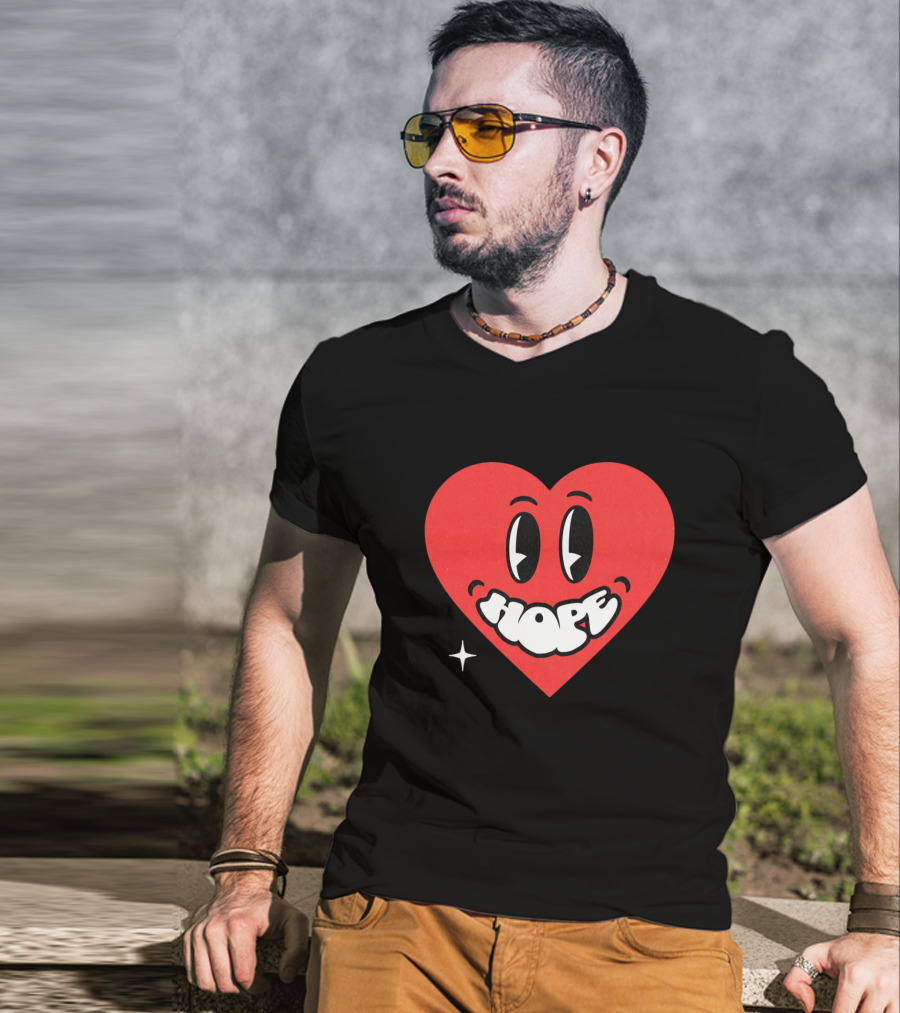 Hope Heart With Cartoon Eyes And Sparkle T-Shirt