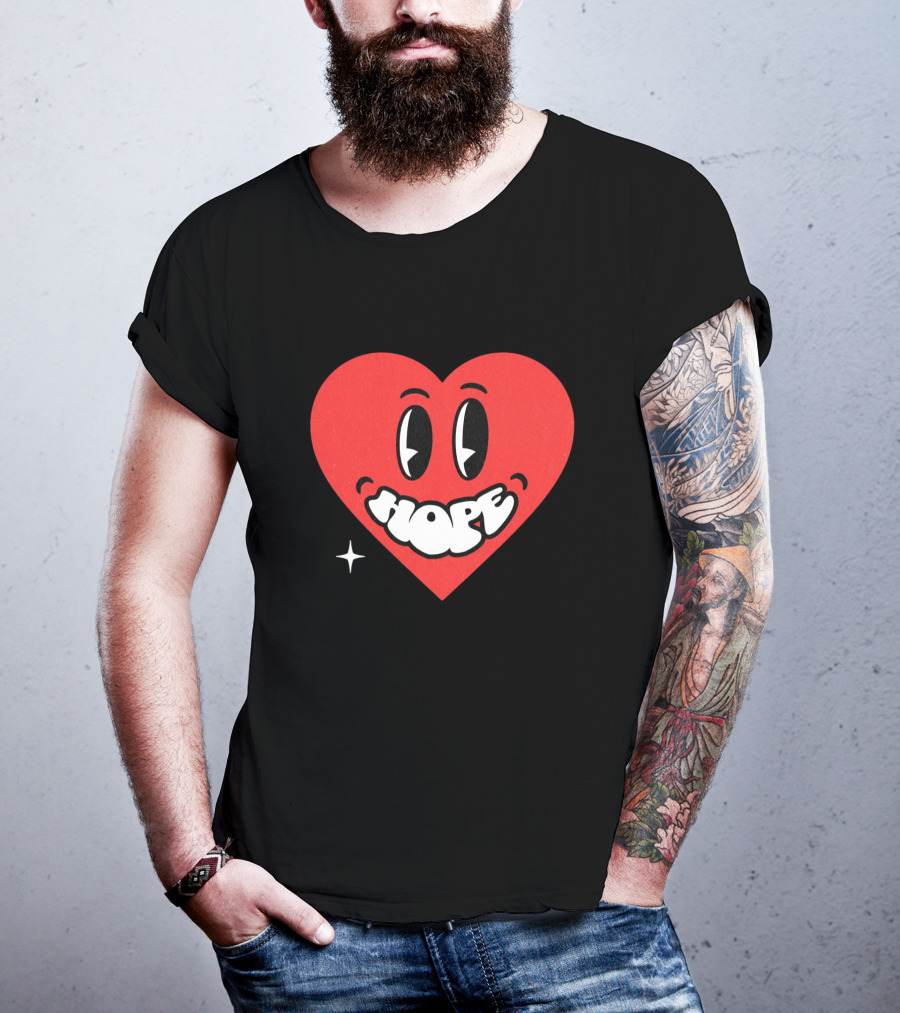 Hope Heart With Cartoon Eyes And Sparkle T-Shirt