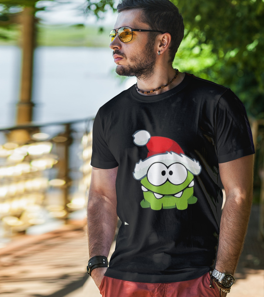 Om Nom Christmas Santa Hat T-Shirt