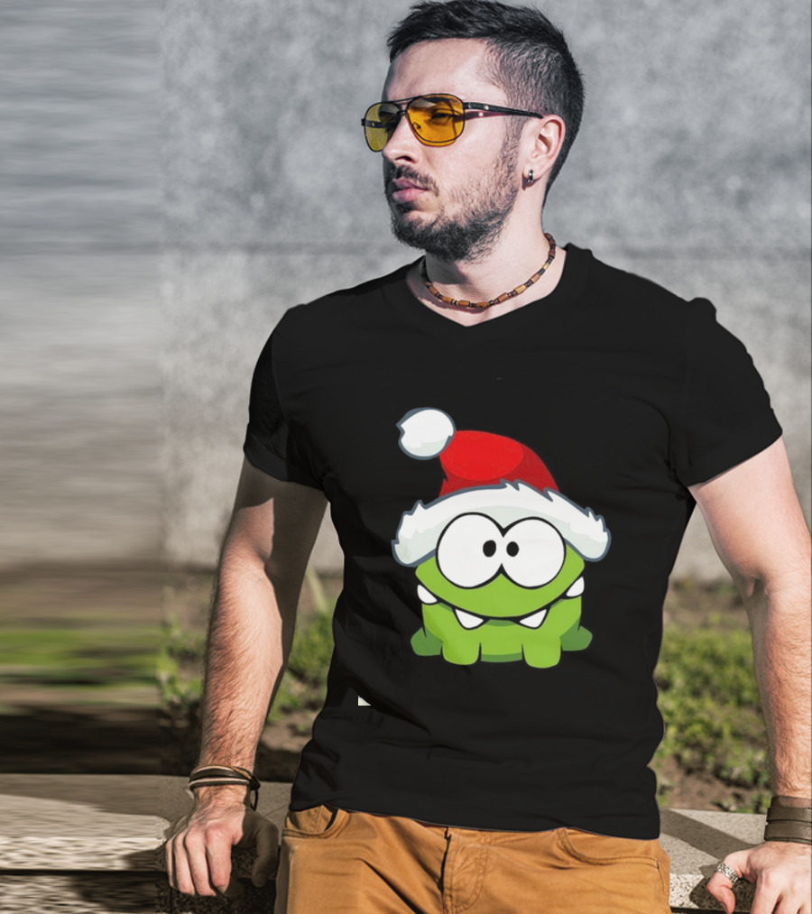 Om Nom Christmas Santa Hat T-Shirt