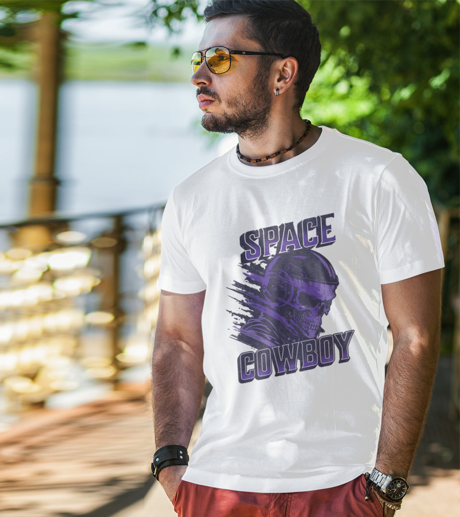 Space Cowboy Skull Helmet Cosmic Adventure T-Shirt