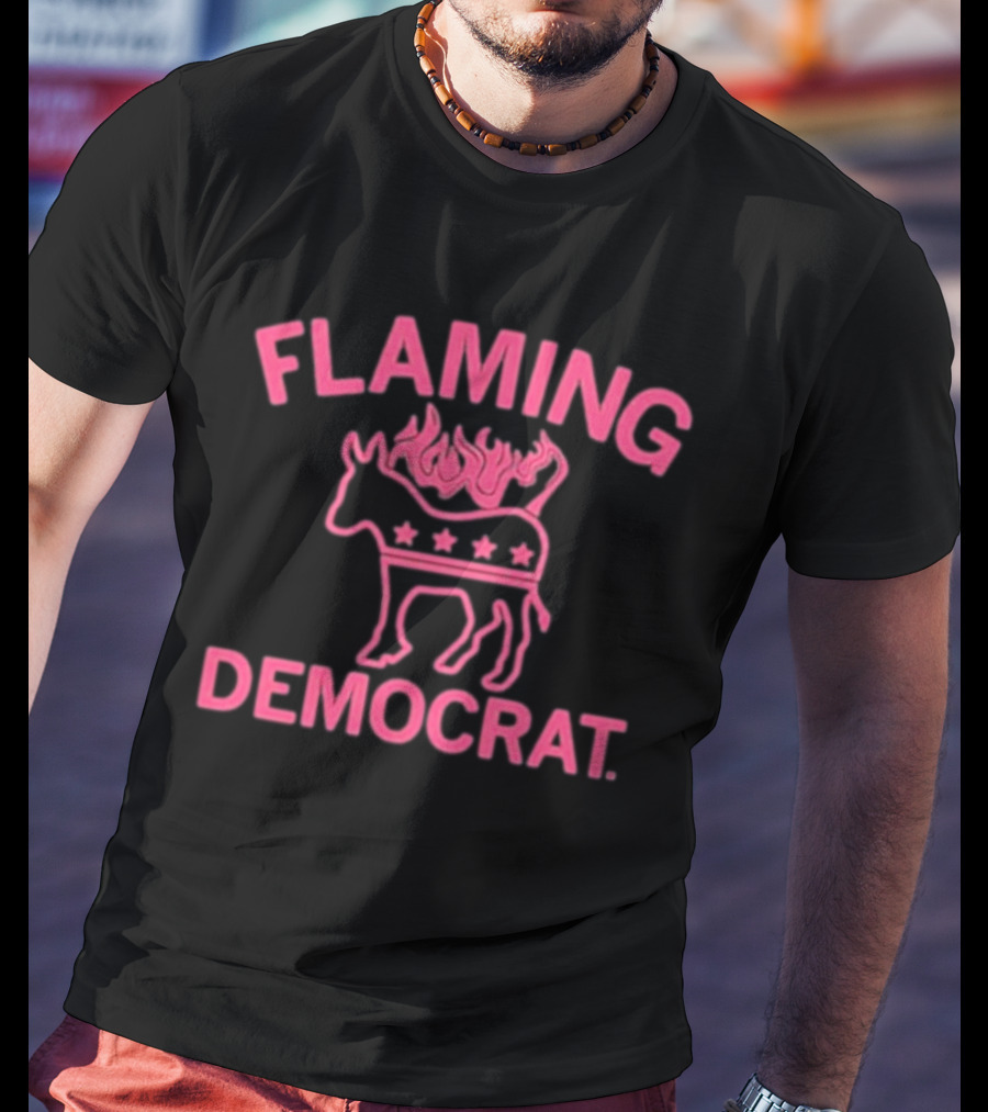 Flaming Democrat Donkey With Stars And Flames T-Shirt