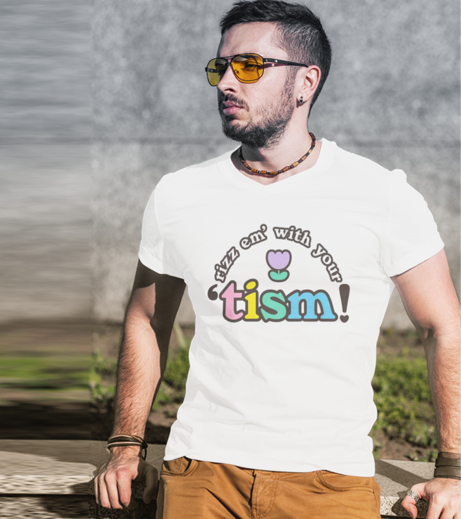 Rizz Em With Your Tism Pastel Flower T-Shirt