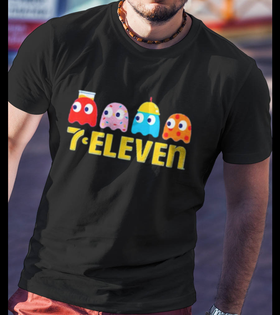 7 Eleven Pacman Ghost Characters Collaboration T-Shirt