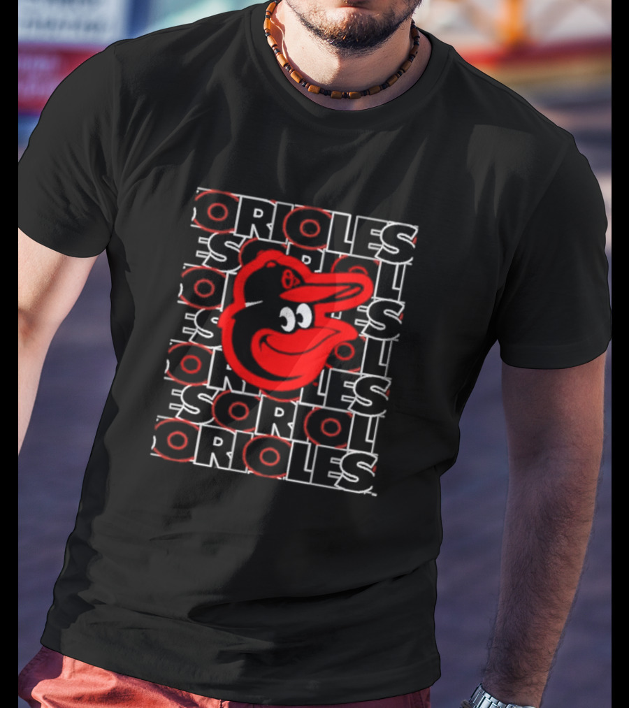 Baltimore Orioles Classic Orioles Text With Iconic Cartoon Bird Face T-Shirt