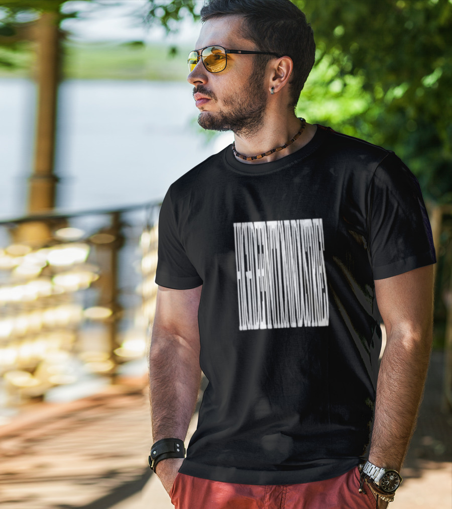 Hidden Industries Blue Barcode Puff Print T-Shirt