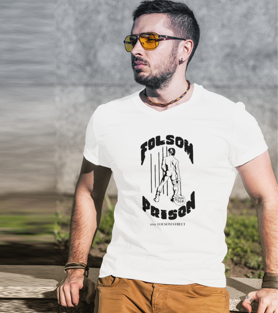 Folsom Prison Established 1898 Folsom Street Retro Figure With Chains T-Shirt