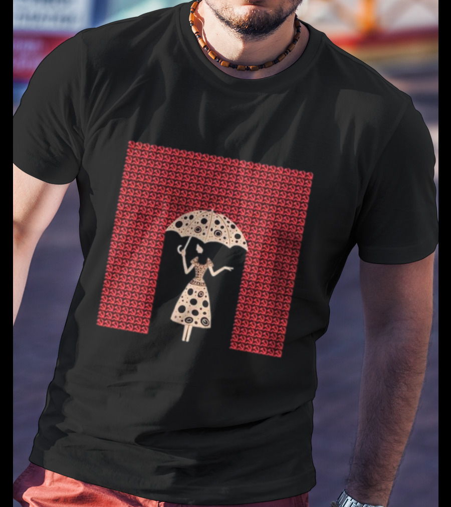 It’s All Around You Artisan Series Umbrella Pattern Black And Red T-Shirt