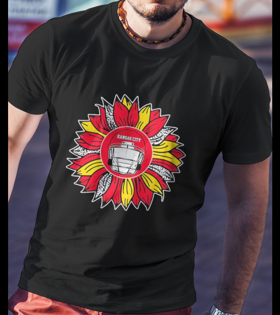 Kansas City Chiefs Sunflower Football Helmet T-Shirt