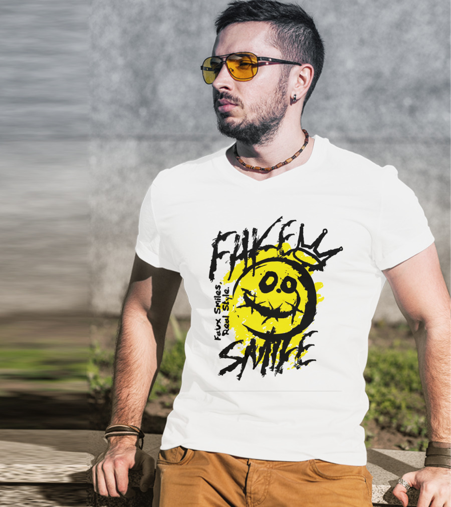 Fake Smile Faux Smiles Real Style Smiley Crown T-Shirt