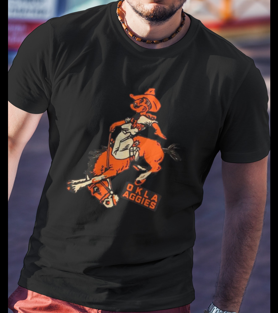 Oklahoma State Okla Aggies Cowboy Riding Horse T-Shirt