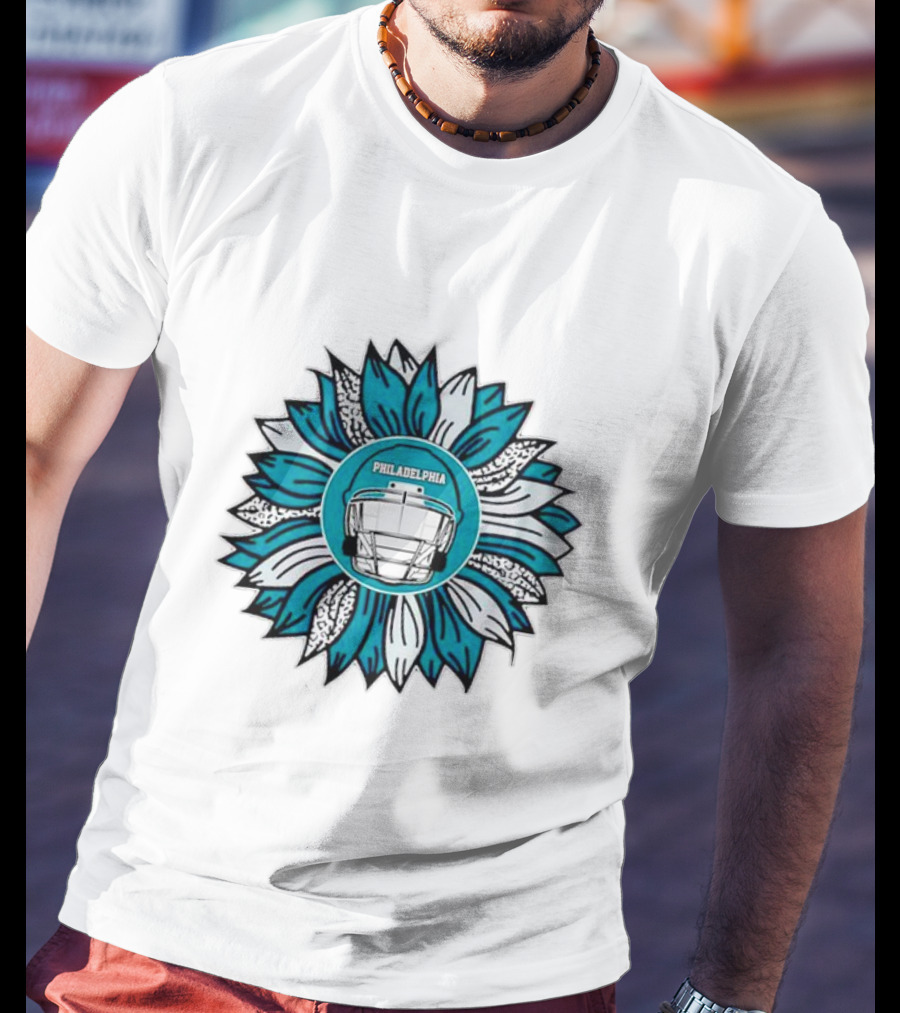 Philadelphia Eagles Football Helmet Sunflower T-Shirt