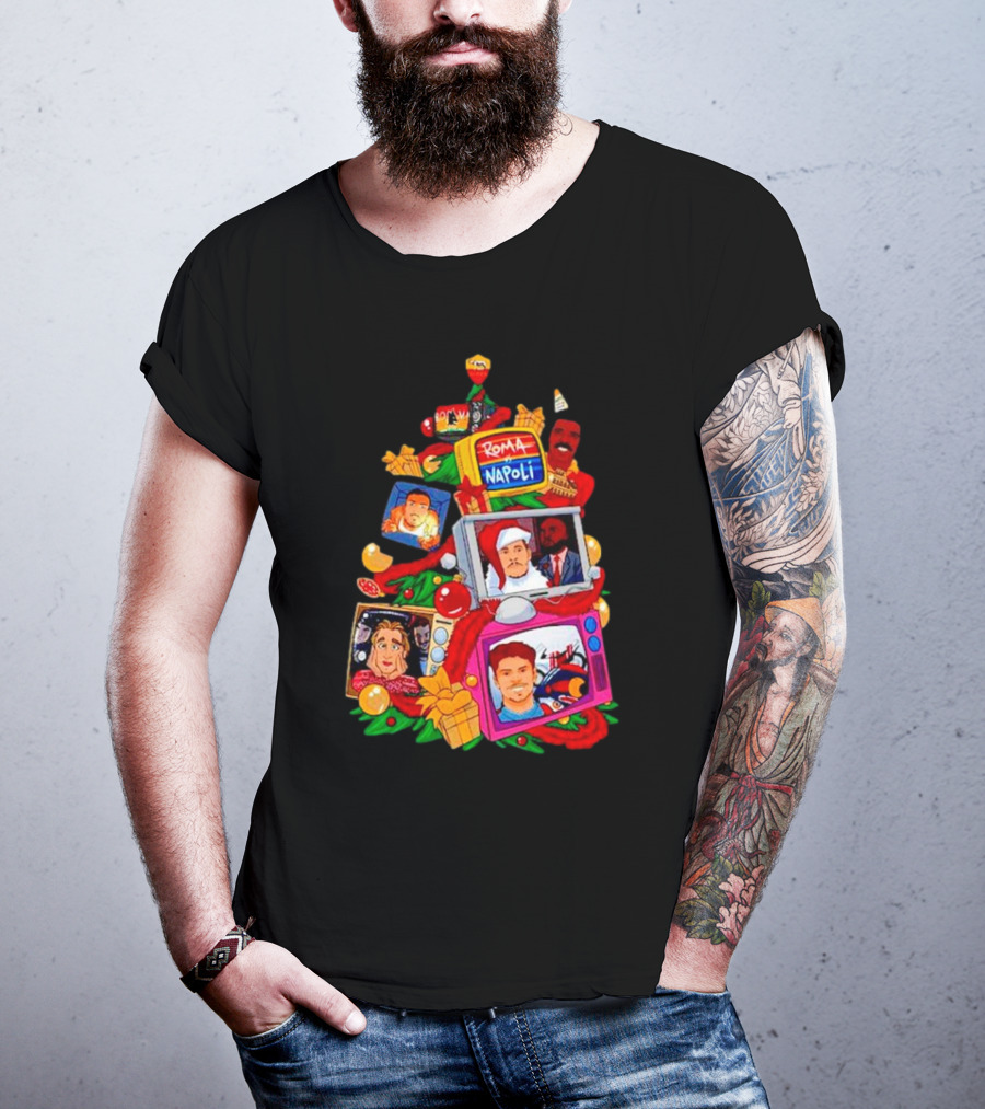 Roma Napoli Matchday Christmas Tree With Television Characters T-Shirt