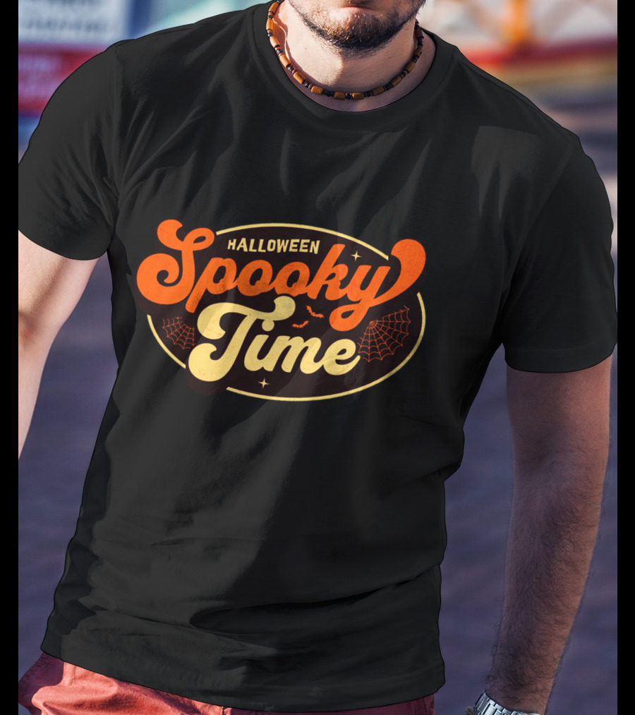Halloween Spooky Time Bats And Webs T-Shirt