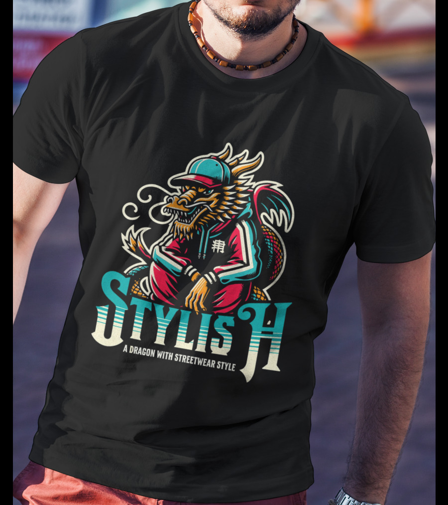 Stylish Dragon With Streetwear T-Shirt