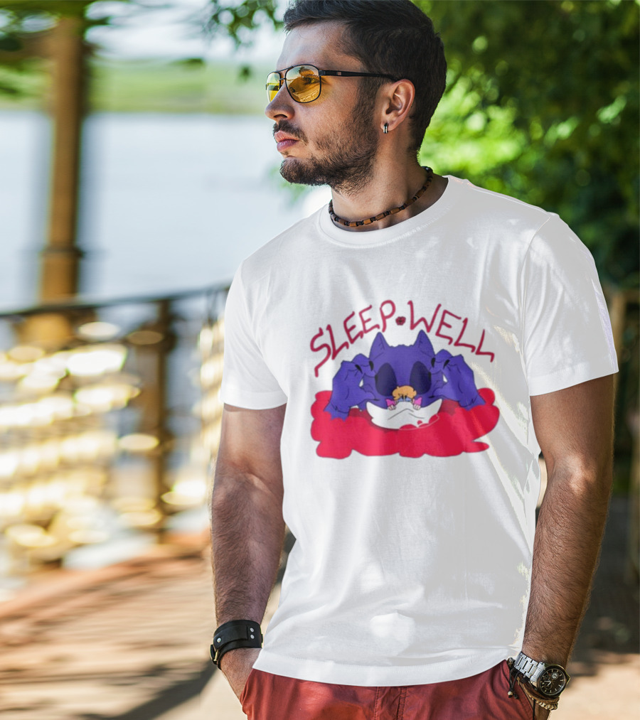 Sleep Well Monster Cartoon Creature Holding Tiny Figure T-Shirt