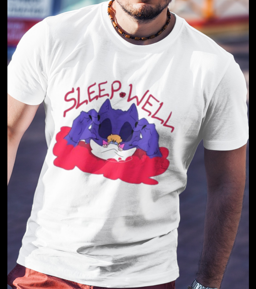 Sleep Well Monster Cartoon Creature Holding Tiny Figure T-Shirt