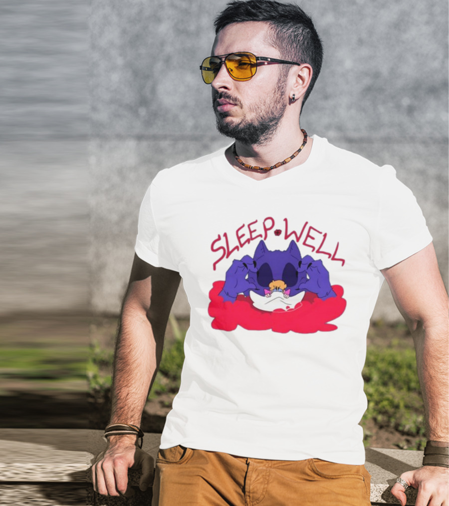 Sleep Well Monster Cartoon Creature Holding Tiny Figure T-Shirt