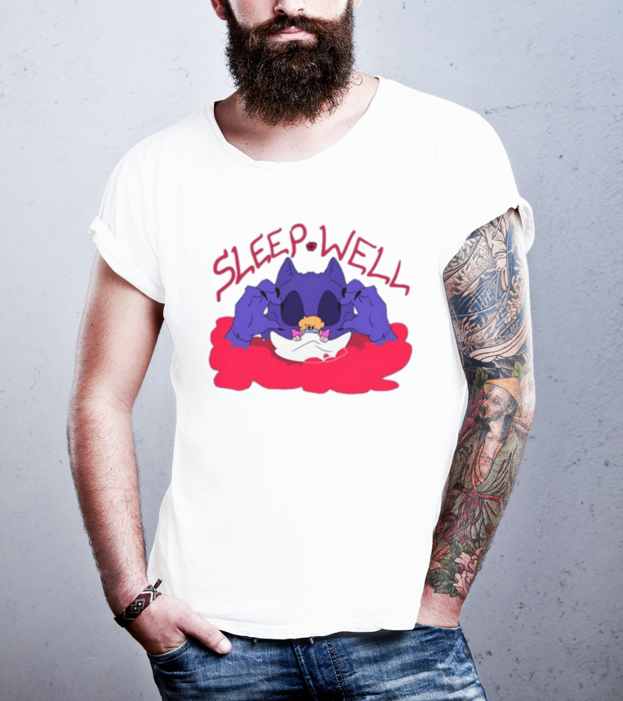 Sleep Well Monster Cartoon Creature Holding Tiny Figure T-Shirt