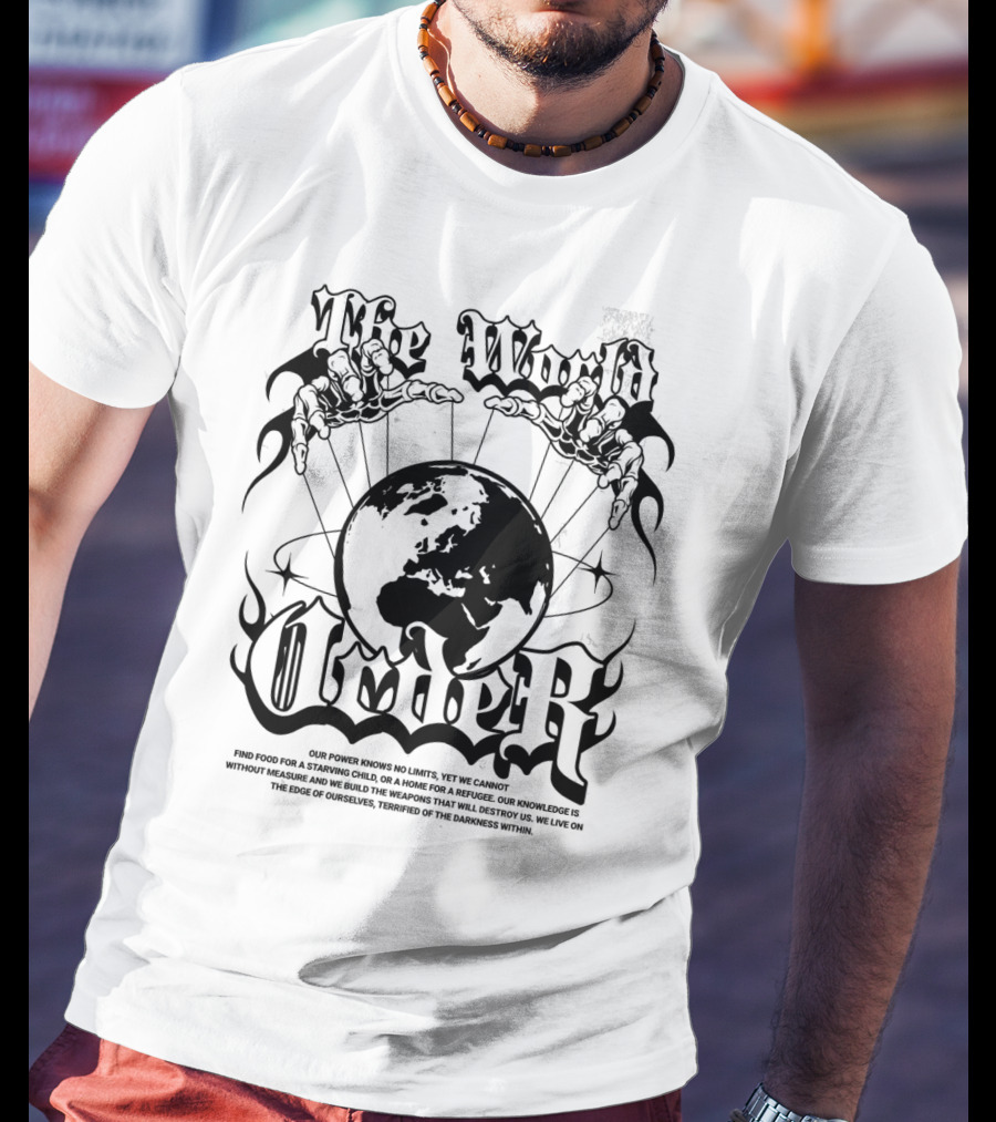 The World Order Global Control Earth In Hands Dark Gothic T-Shirt