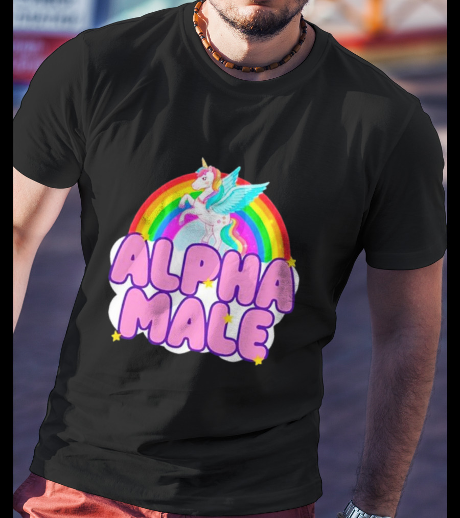 Alpha Male Unicorn Rainbow Cloud T-Shirt
