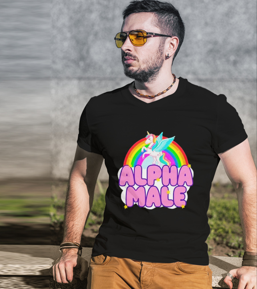 Alpha Male Unicorn Rainbow Cloud T-Shirt