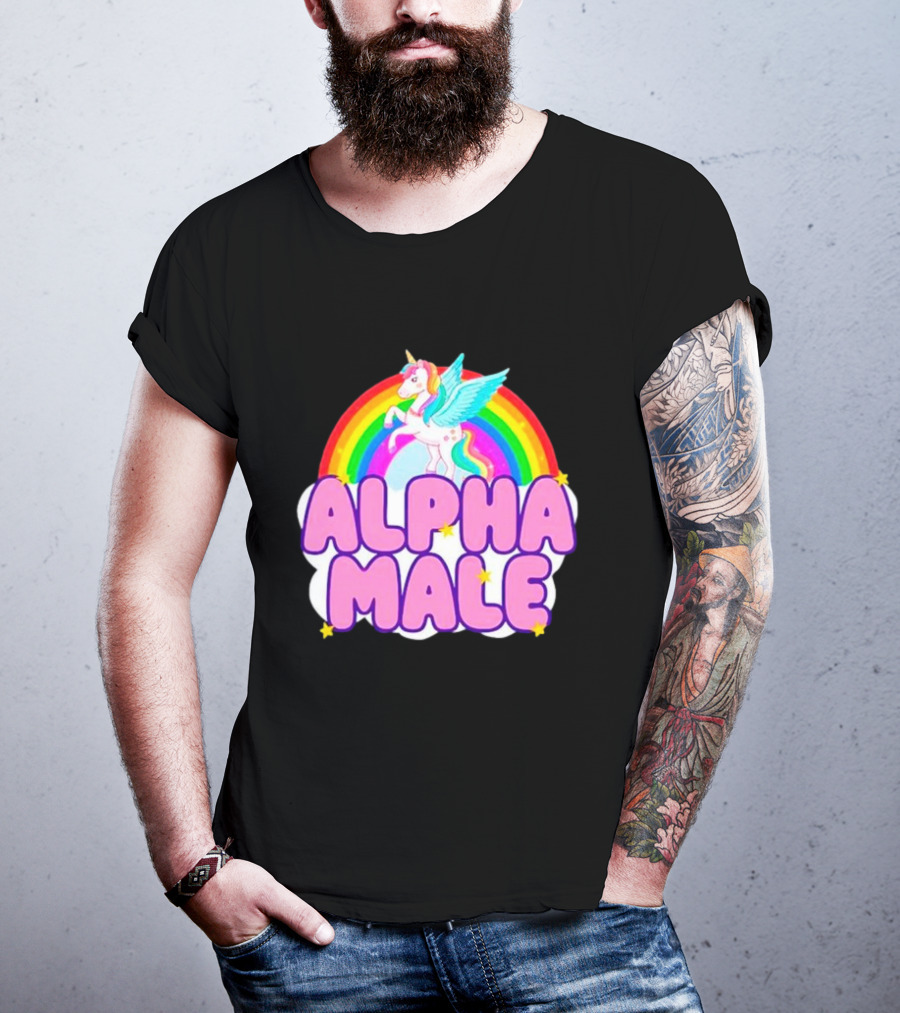 Alpha Male Unicorn Rainbow Cloud T-Shirt
