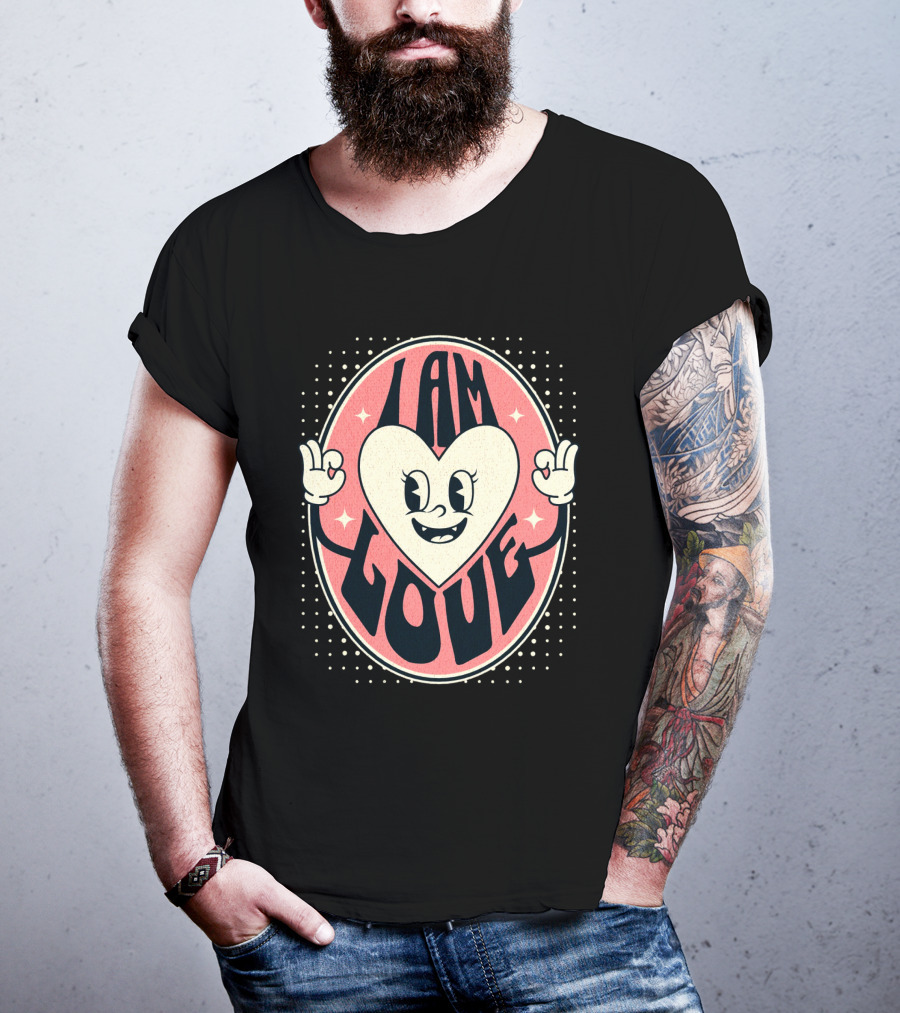 I Am Love Retro Heart Character Valentine's Day T-Shirt