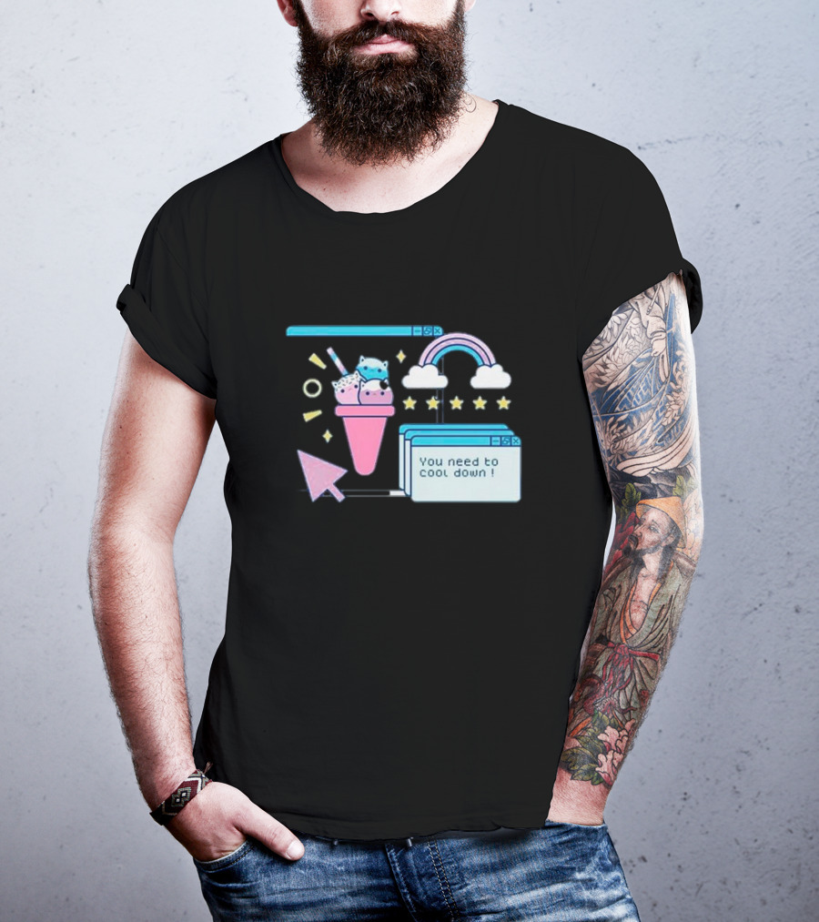 You Need To Cool Down Retro Pastel Ice Cream And Rainbow Aesthetic T-Shirt