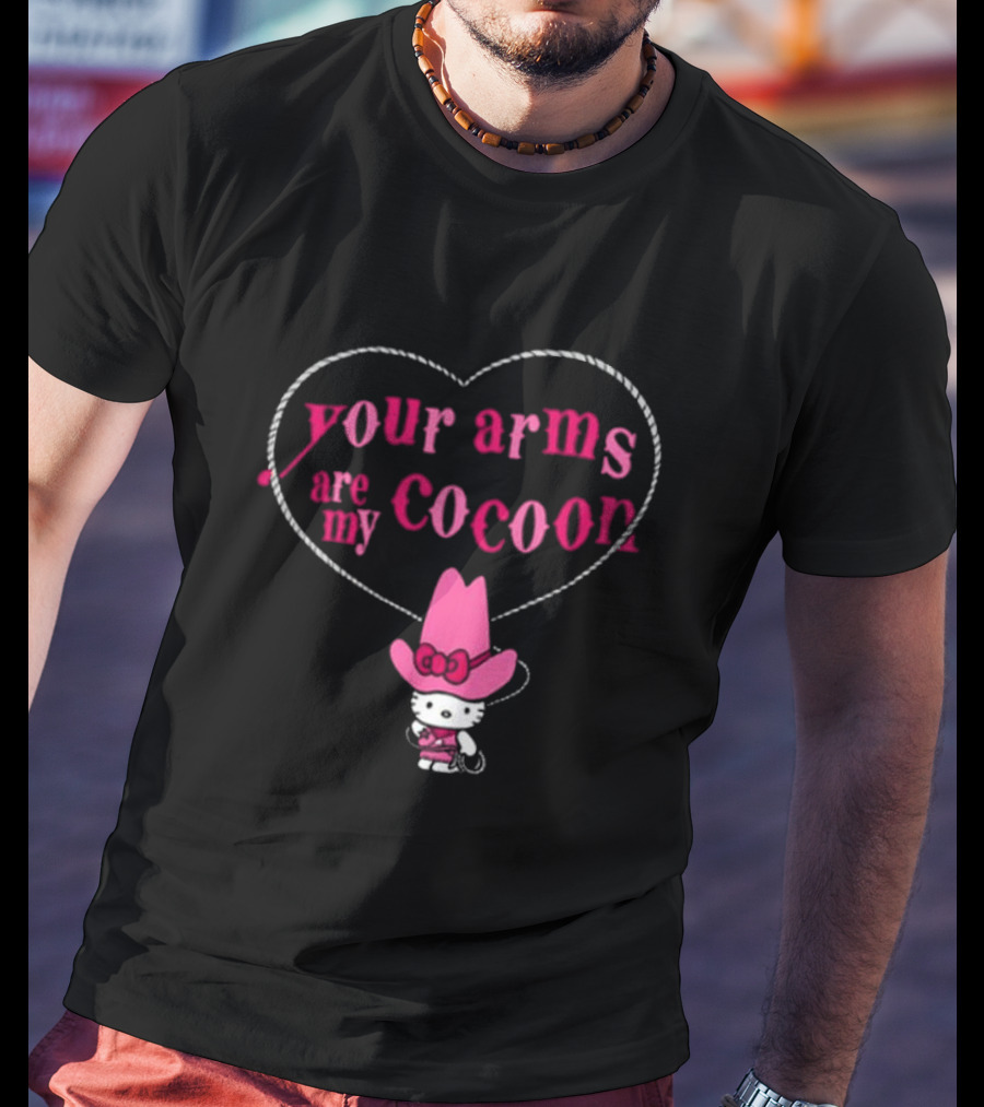 Your Arms Are My Cocoon Hello Kitty Cowboy Hat Heart Rope T-Shirt