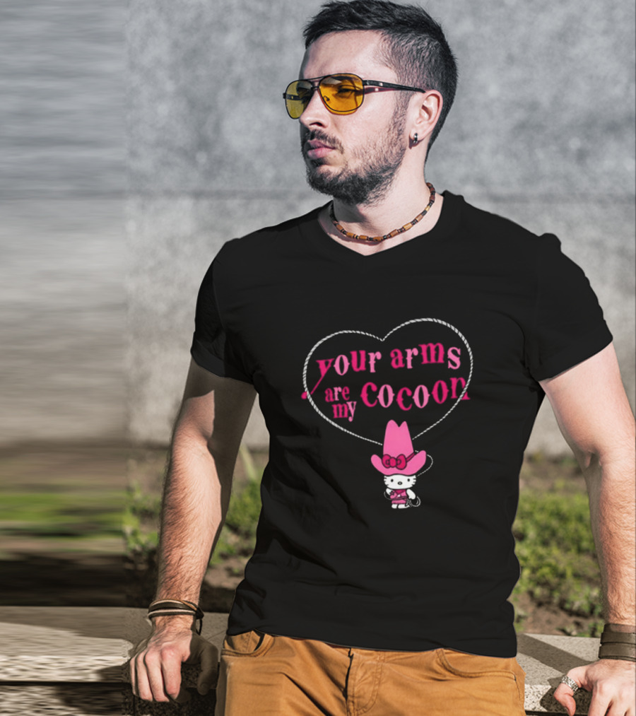 Your Arms Are My Cocoon Hello Kitty Cowboy Hat Heart Rope T-Shirt