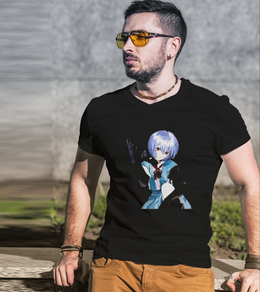 Zofrec Rei Anime Character Holding Gun T-Shirt
