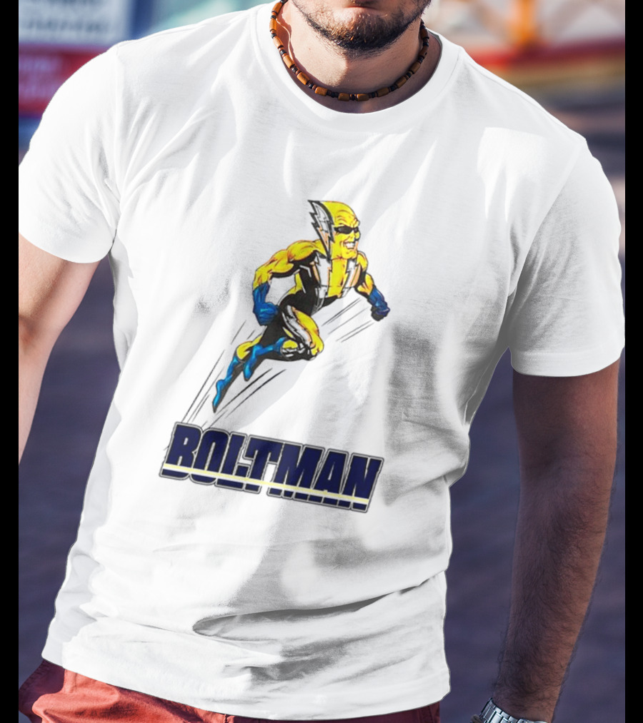 Boltman Superhero Speedster Art Yellow And Blue T-Shirt