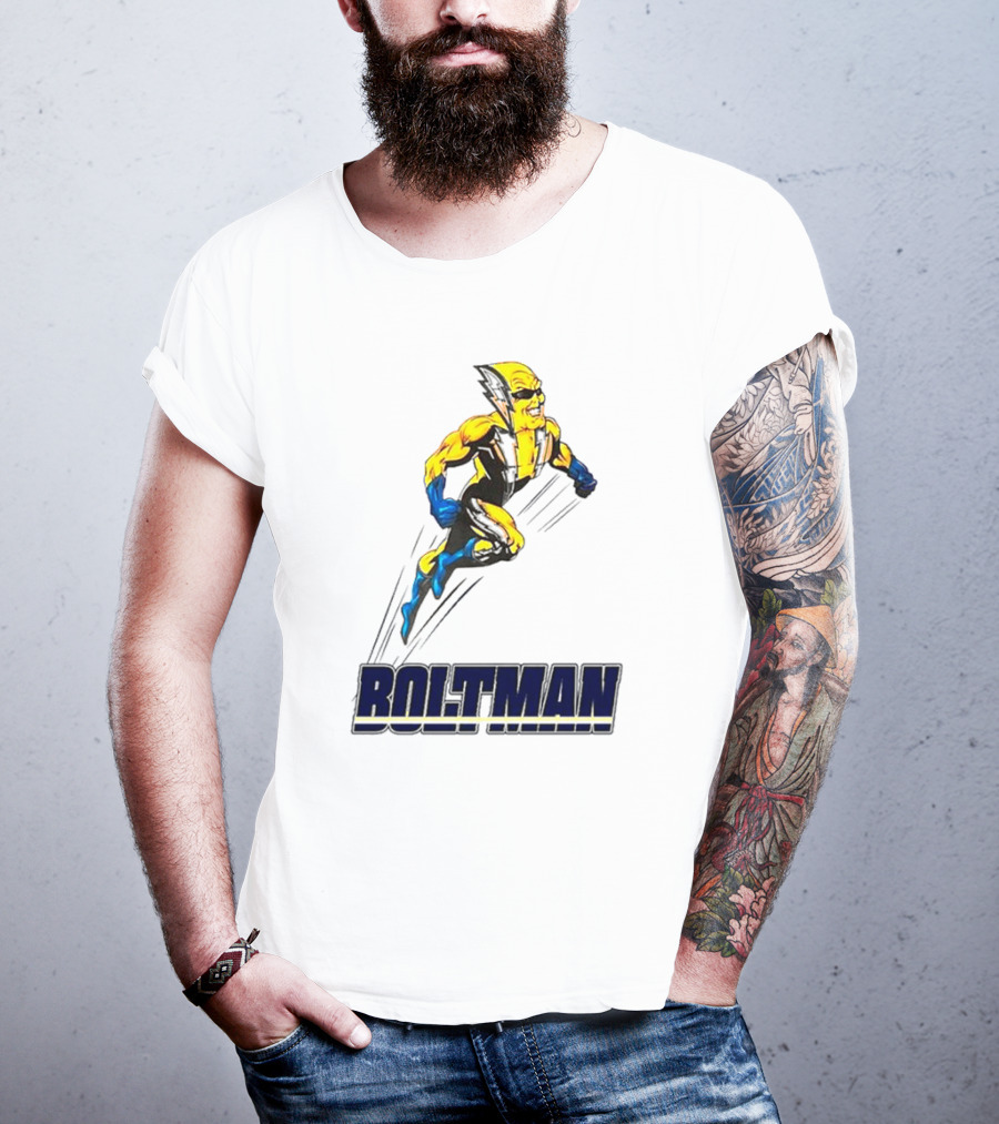 Boltman Superhero Speedster Art Yellow And Blue T-Shirt