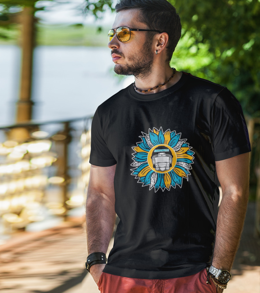 Jacksonville Jaguars Football Helmet Sunflower T-Shirt