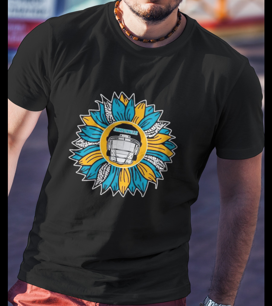 Jacksonville Jaguars Football Helmet Sunflower T-Shirt