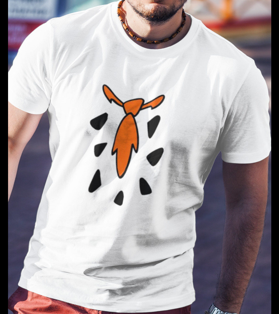 Fred Flintstone Costume Tie With Orange And Black T-Shirt