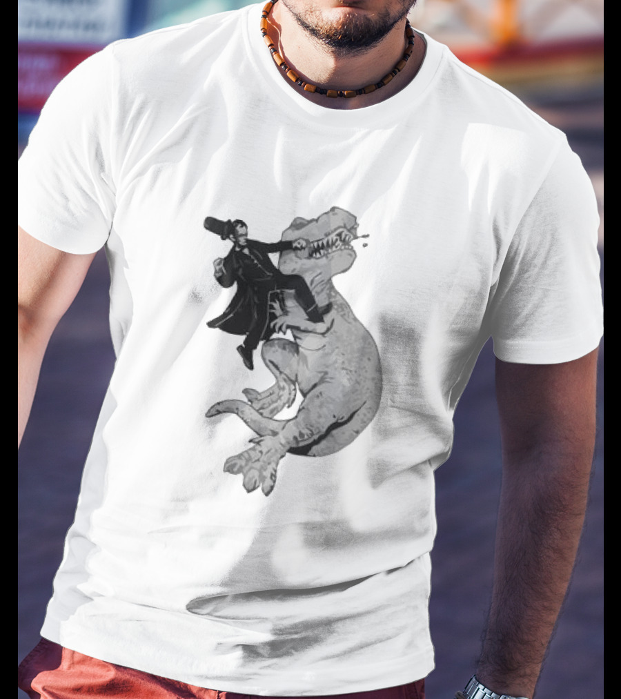 Punching ARex Like A Boss Victorian Gentleman Fighting Dinosaur T-Shirt