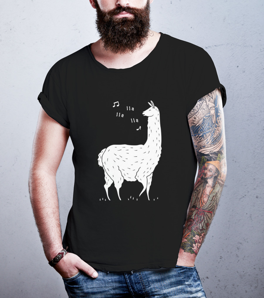 LLAMAS AND MUSICAL NOTES LLA LLA SONG OF THE LLAMA T-Shirt