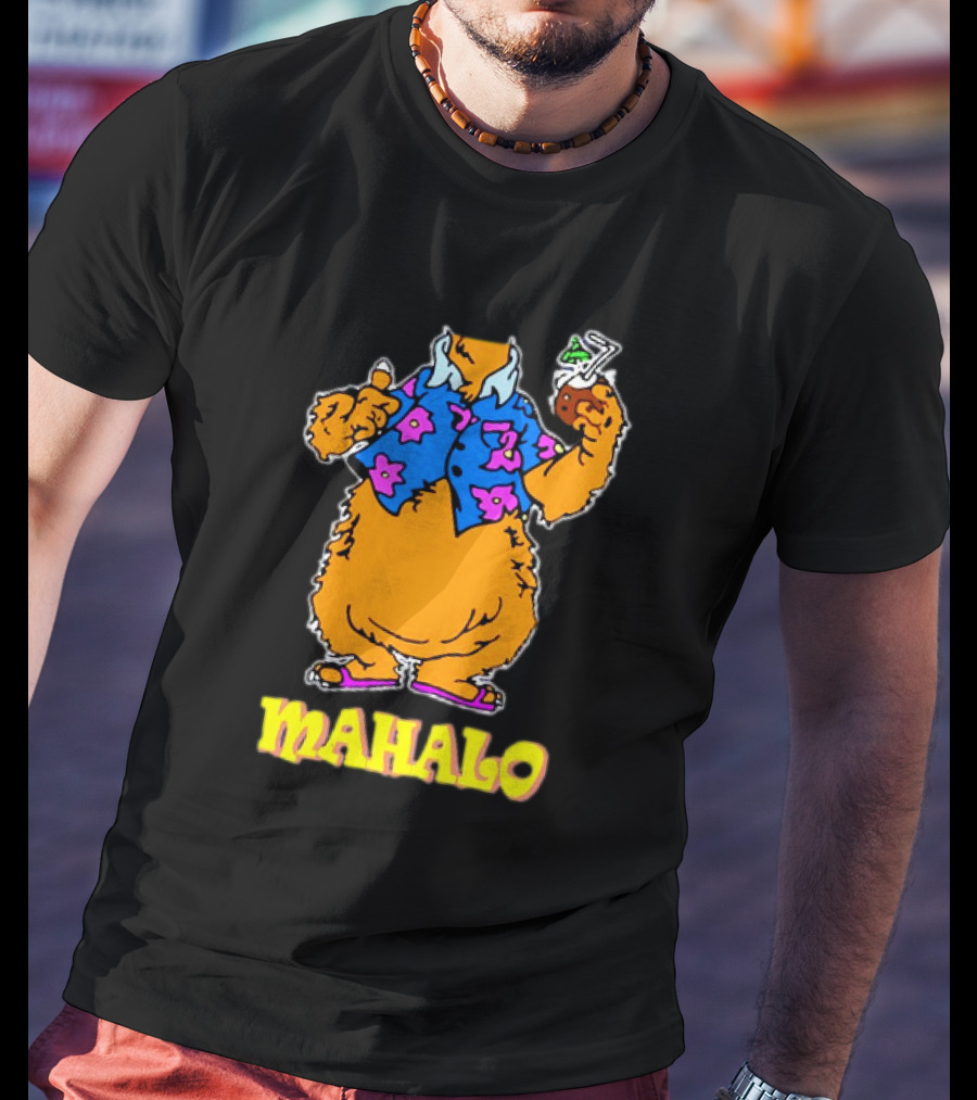Tammy Mahalo Tropical Bear In Hawaiian Shirt With Drink T-Shirt