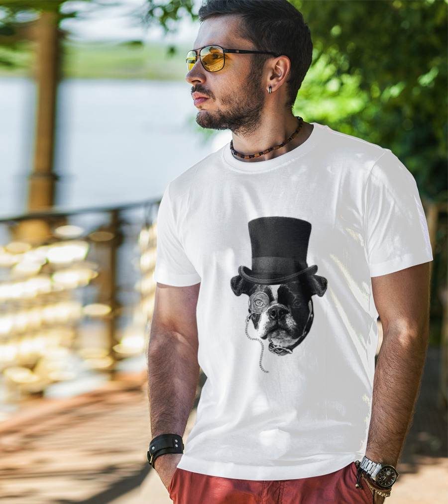 Winston Howl III Monocle Dog Top Hat T-Shirt