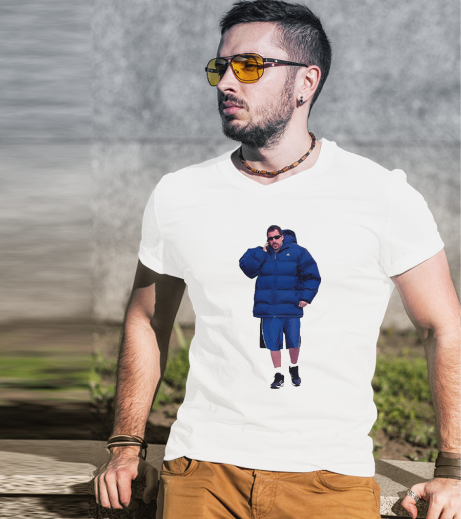Fakehandshake Hot N Cold Walking In Puffer Jacket And Shorts T-Shirt