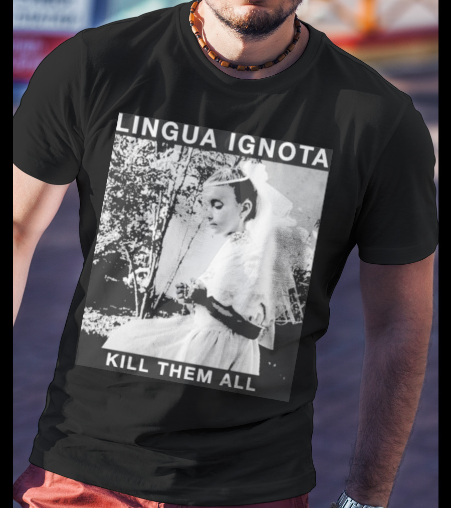 LINGUA IGNOTA KILL THEM ALL Veiled Bride Prayerful Pose T-Shirt
