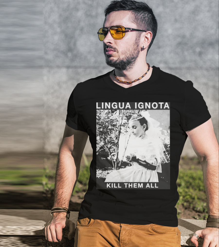 LINGUA IGNOTA KILL THEM ALL Veiled Bride Prayerful Pose T-Shirt