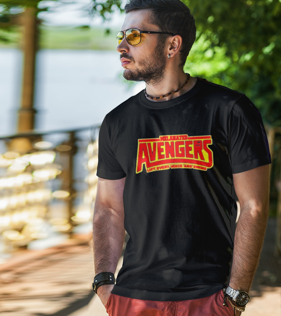 Melanated Avengers Lift Every Voice And Swing Bold Red Yellow Iconic T-Shirt