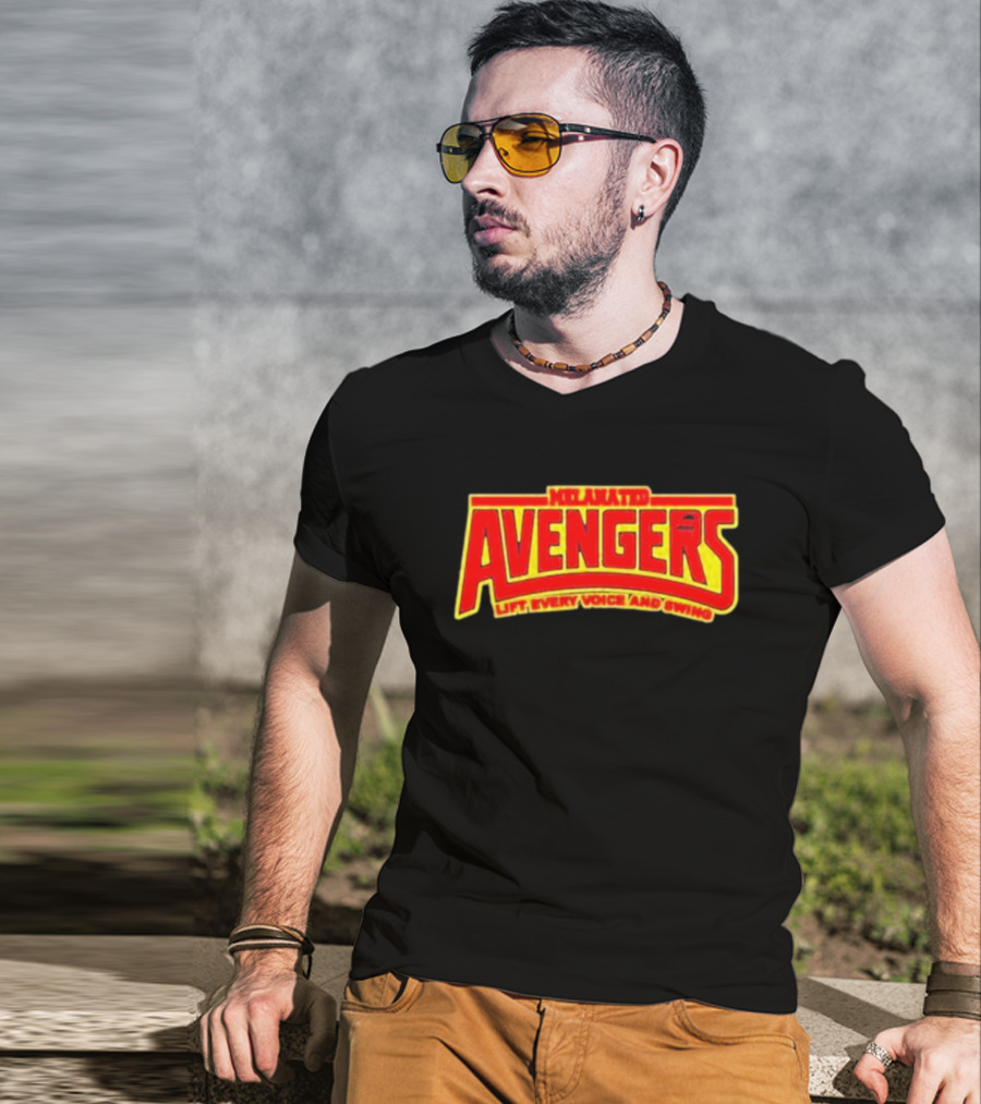 Melanated Avengers Lift Every Voice And Swing Bold Red Yellow Iconic T-Shirt